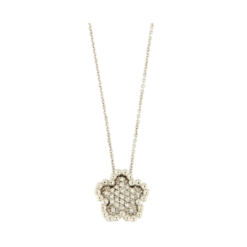 Catena in oro bianco con ciondolo a fiore in diamanti